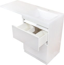 Style Line Тумба с раковиной Даллас 120 R Люкс, белая PLUS эмаль – фотография-5